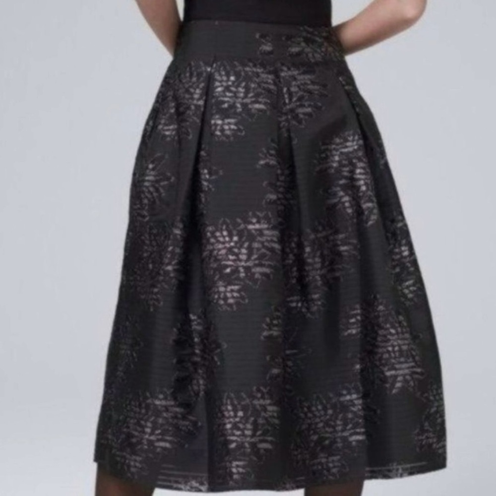 NWOT White House Black Market Metallic Shadow Stripe Full Skirt